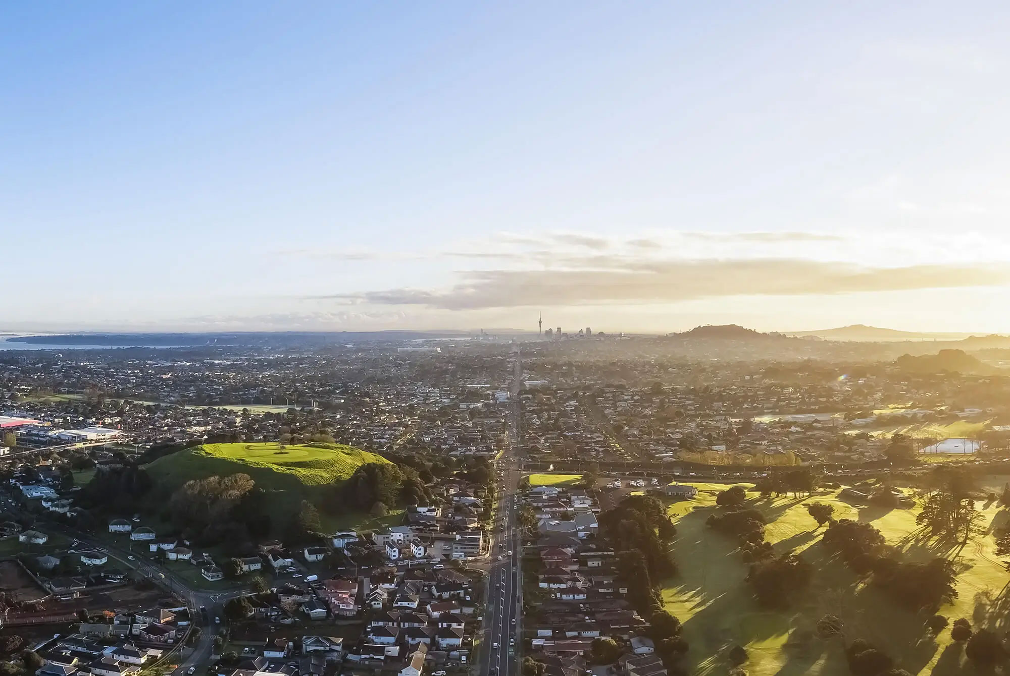 Footer Background Image with view of Heres home suburb